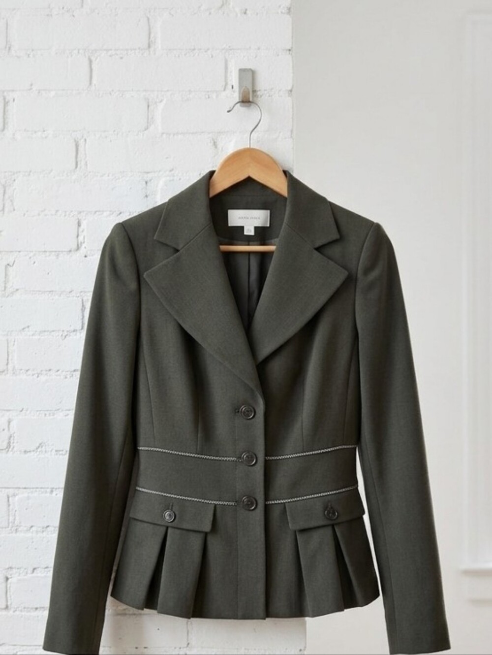 Armani Collezioni Olive Green Peplum Blazer